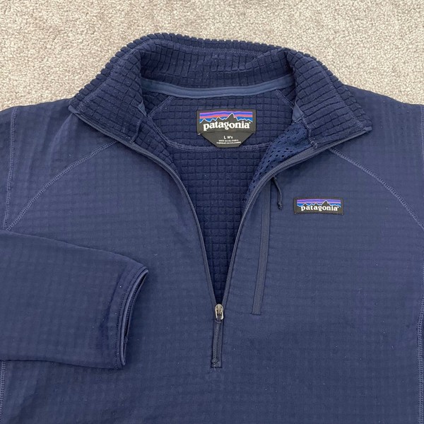 Patagonia R1 Pullover Womens Large 1/4 Zip Jacket Grid Fleece Navy Blue