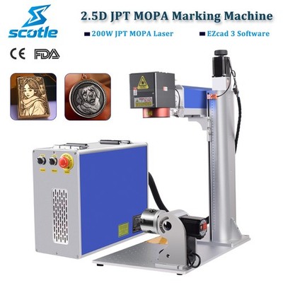 200W 2.5D JPT M7 Mopa Fiber Laser Marking Engraver Machine Ezcad 3 Relief Marker