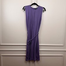 Lauren Ralph Lauren Purple Modal Pleated Sleeveless Belted Midi Dress Small