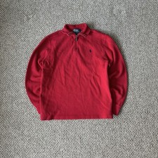 Polo Ralph Lauren Quarter Zip Sweater Mens Medium Red Blue Pony Knit Pullover