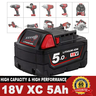 Battery For Milwaukee M*18 M18B5 Lithium XC 5.0AH Extended Capacity 48-11-1852