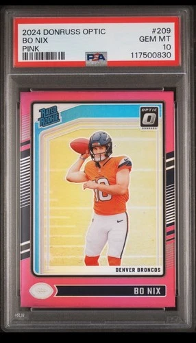 2024 Donruss Optic Bo Nix Pink Rated Rookie SP PSA 10 DENVER BRONCOS QB