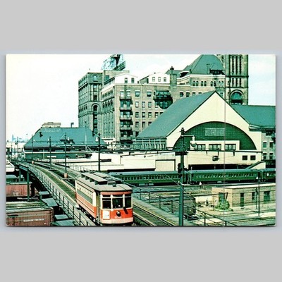 Postcard Lost Railroads of Chicago No. 1 Illinois Central Trolley