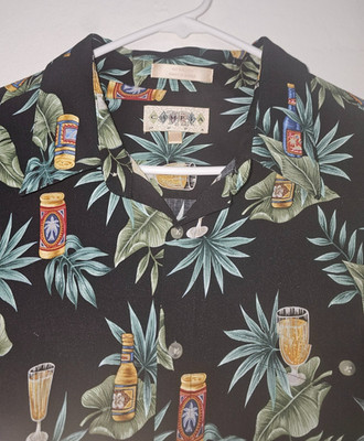 Vintage Campia Moda XXL Rayon Tropical Novelty Beer Resort Camp Shirt