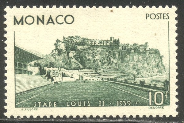 MONACO #176 Mint NH - 1939 10fr Stadium ($175)