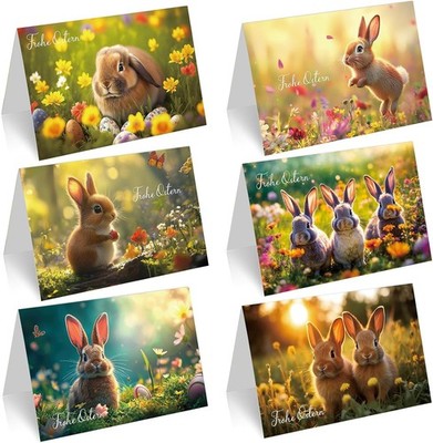 Niedliche Osterkarten im 12er-Set mit Umschlag, A6-Format
