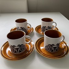 Arklow Pottery  Tree Of Life  4 Cups & Saucers Vintage Rare 1970s