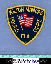 WILTON MANORS (Old Vintage) FLORIDA Police Shoulder Patch US FLAG CHEESECLOTH 2D