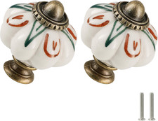 Ivory Pumpkin Knobs 12 Pack Ceramic Cabinet Knobs Vintage Drawer Pulls - Antique