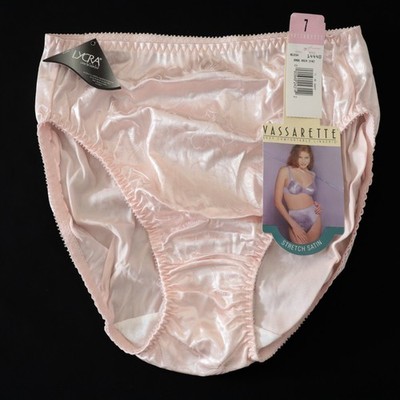 NEW Vassarette VTG 90s Second Skin Stretch Satin High Cut Brief Panty LARGE