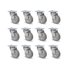 4" Heavy Duty Casters, Swivel Rubber Casters No Noise Plate Caster Wheels, Ea...