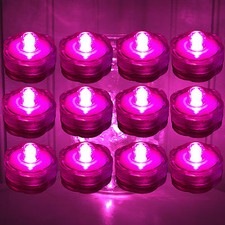SET of 12 PINK LED Submersible Underwater Tea lights TeaLight Flameless US