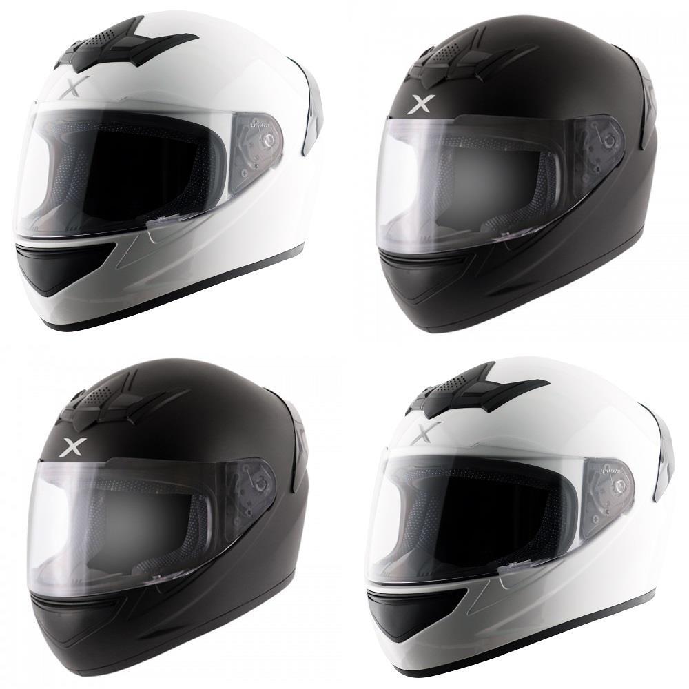 Axor Rage Plain Full Face Motorcycle Crash Helmet With Spoiler ECE Black  White