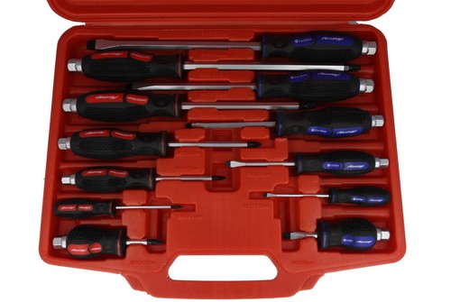 12 Piece Screwdriver Set Flat & Pozi With Magnetic Tips Pound Thru - Picture 2 of 4