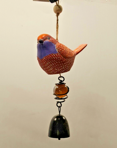 Ganz Warbler Vogel auf Ast Windspiel mit Haken Glocke 7,4" lang - Bild 1 von 10