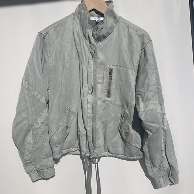 Young Fabulous & Broke Green Tencel Aviator Bomber Jacket Sz S