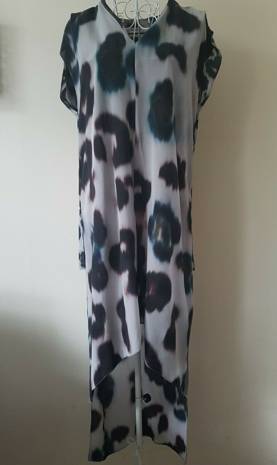 ABSOLUTELY GORGEOUS ALLSAINTS TEAL ECHO NOVAH PURE SILK DRESS UK 6 US 2 RRP £198 image 3