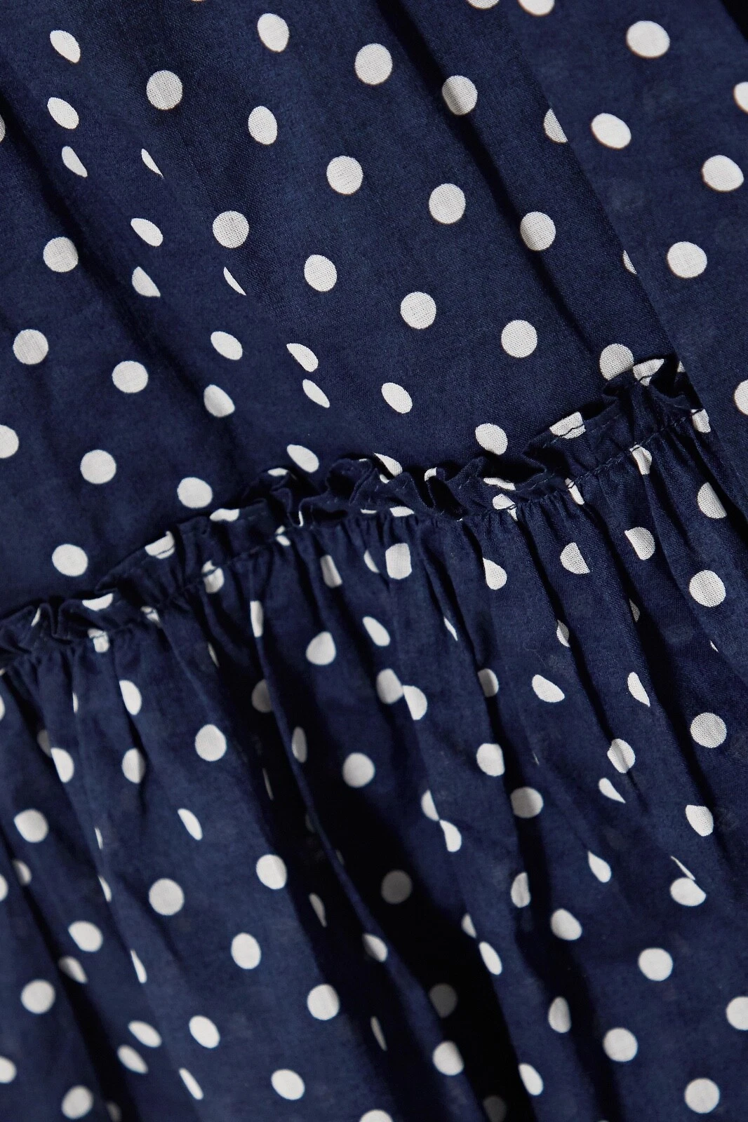 Abito a più livelli TORY BURCH blu e bianco a pois cotone midi nuovo senza etichette