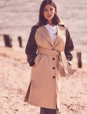 New Eloquii Vegan Leather Sleeve Trench Jacket Coat Colorblock 18 - 20