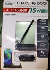 Wireless Charging Stand and Pad with Magnetic Dock - Black (A-WDOCK )