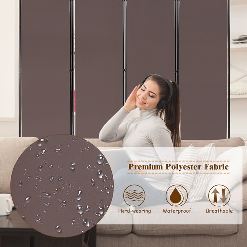 4-Panel Room Divider Folding Privacy Screen w/Steel Frame Decoration Brown - Picture 8 of 12