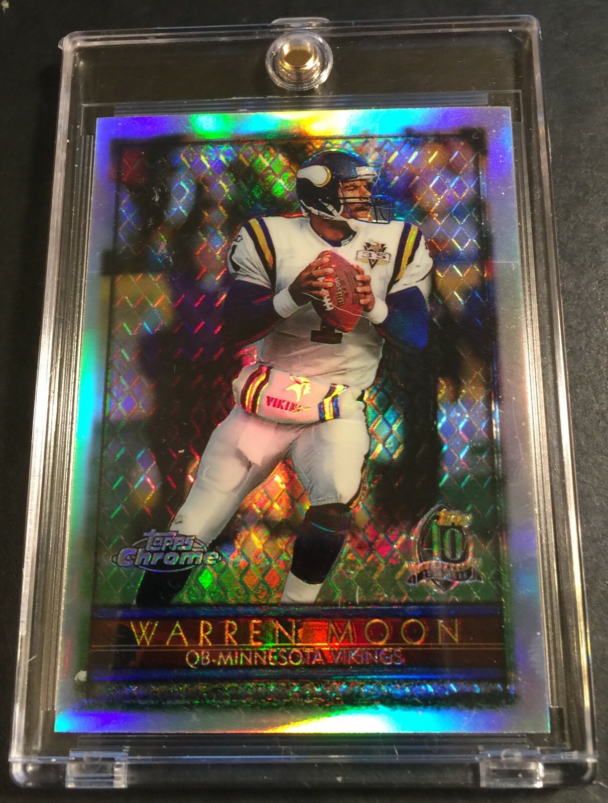 1996 WARREN MOON 1ST YEAR TOPPS CHROME REFRACTOR #31 VIKINGS HOF (223)