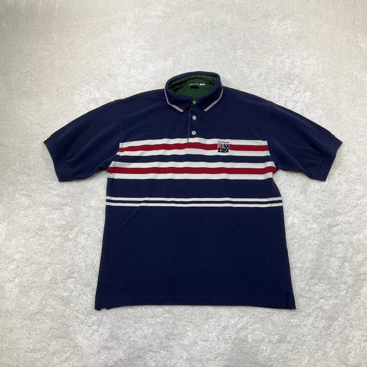 Vtg Target Mens Size 97 US M Australia Striped Short Sleeve Polo