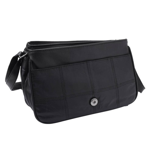 Bolso Mensajero de Hombro Lorenz Mediano Cuero Real Cuero Negro - Imagen 4 de 5