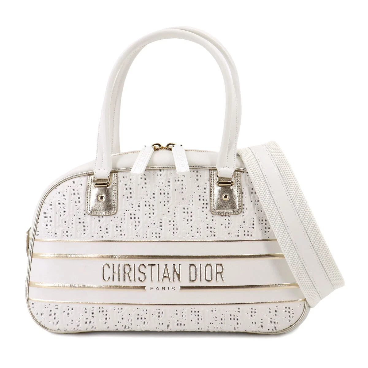 Sac à bandoulière Chiristian Dior VIBE moyen classique anneau nœud cuir blanc 90213776