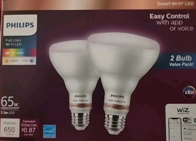 BR30 Full Color Smart Wi-Fi LED 65W Light Bulb - Pack of 2