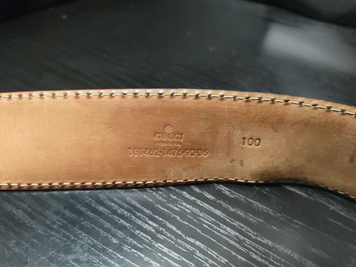 Gucci Belt Leather Monogram Guccissima Black Classic Buckle size 36 - Picture 5 of 13
