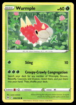 SWSH11: Lost Origin #006/196 Wurmple NM-MT ID: 37875