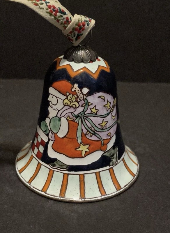 Christmas Bell With Santa Painted On It 