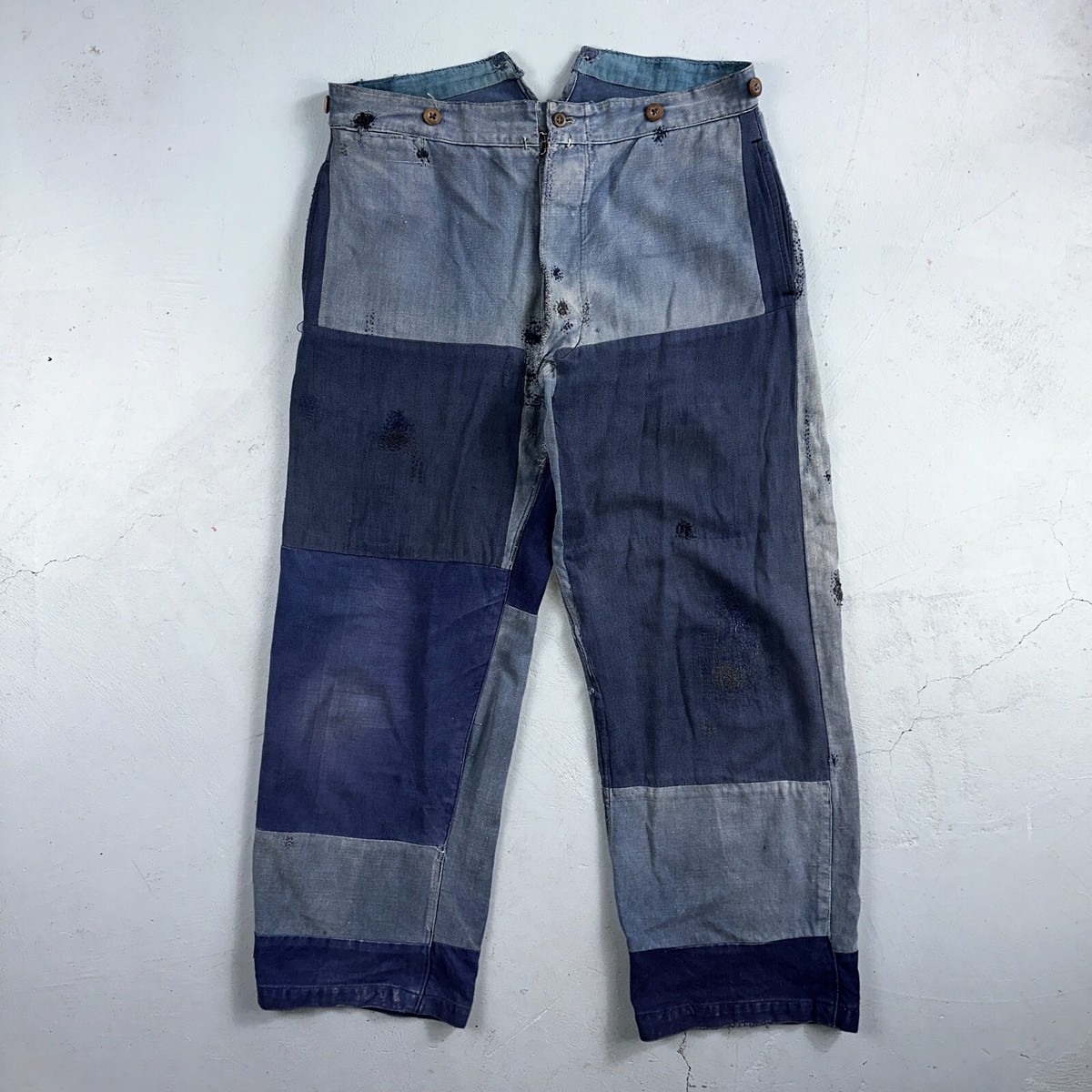 Vintage 1930s 1940s Buckleback Pants Denim Navy Blue Dungaree 30s