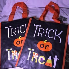 Hallmark Halloween Trick or Treat 2 Reusable Large Tote Bags For Candy or Gifts