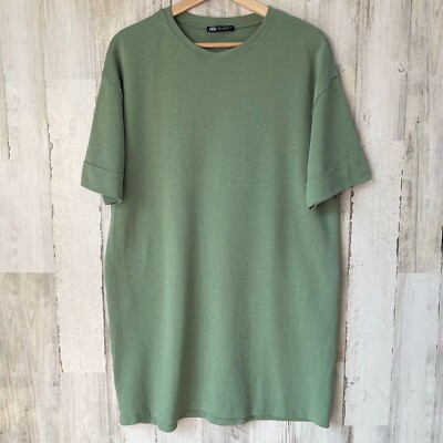 Zara Green Short Sleeve T-Shirt Dress Womens Size M