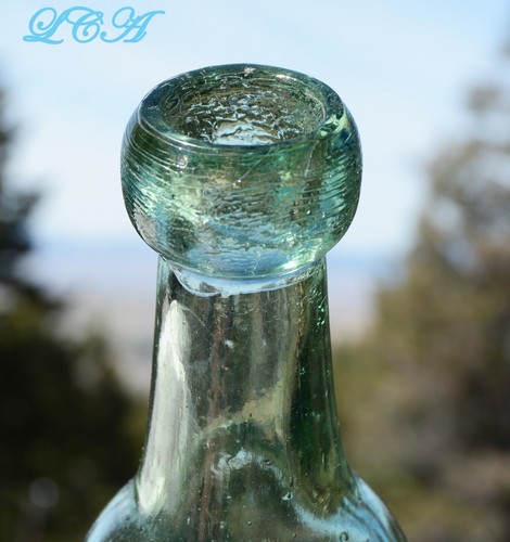 Antique ROUND BOTTOM soda bottle BLOB TOP crazy crude WESTERN FRONTIER bottle - Picture 2 of 4