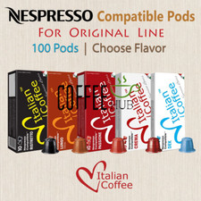 Italian Coffee 100 Pods Fits Nespresso ORIGINAL Lungo/Crema/Passione/Ristretto