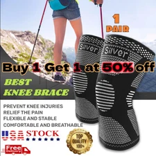 2 Knee Brace Sleeve Compression Support Sport Gym Joint Pain Arthritis Relief