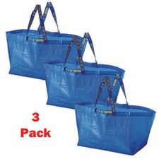 IKEA Shopping Bag Blue Large Size Sturdy Laundry Grocery Durable Frakta - 3 Pack
