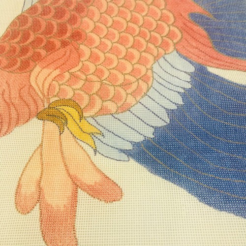 Vintage Hand Painted Needlepoint Pattern Large Koi Fish Japanese Asian Zen - Picture 4 of 9