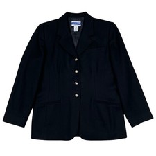 VTG 90s Pendleton Black Wool Blazer Jacket 4-Button USA Made Petite Size 10P