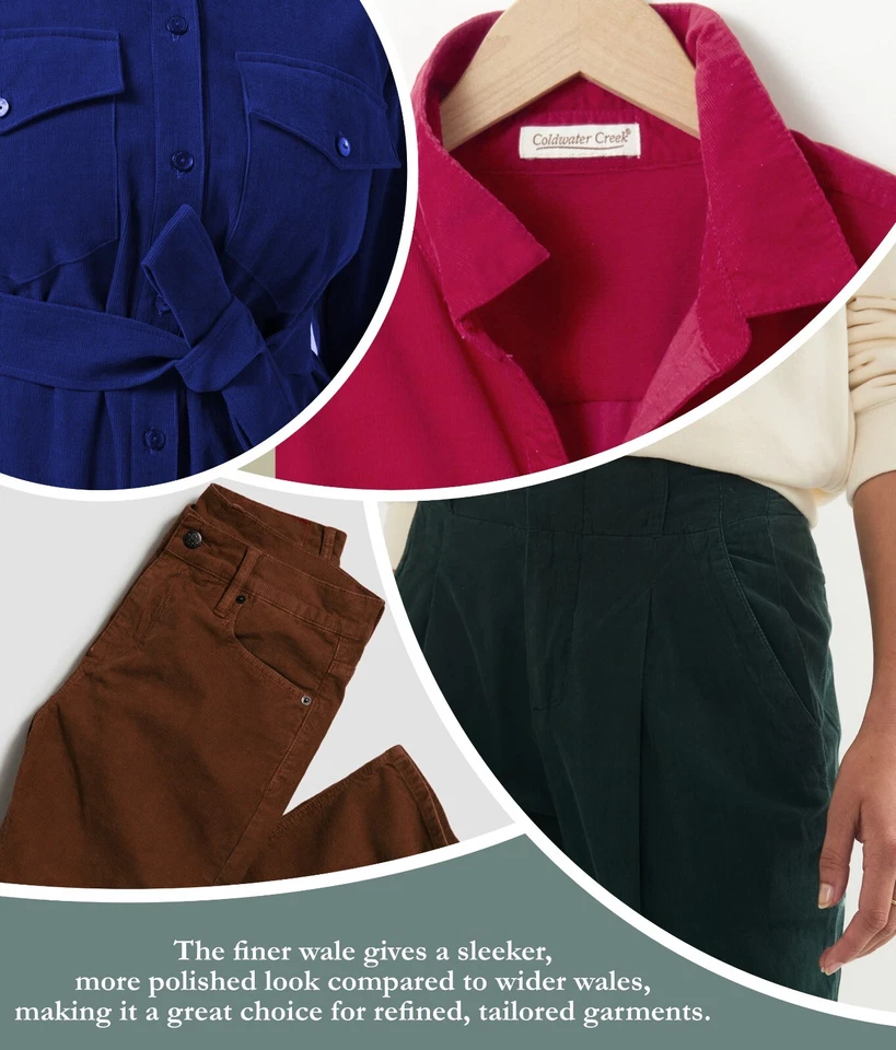 Tela de pana 21 ropa de ballena 140-150GSM color sólido por yarda continua 58" W Foto 4 de 4