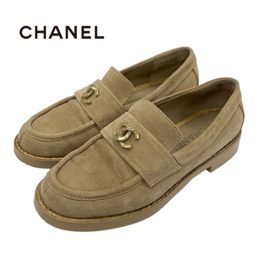 CHANEL Loafers Flat Shoes Shoes Shoes Coco Mark Suede Beige CHANEL Loafers Flat Shoes Shoes Shoes Coco Mark Suede Beige