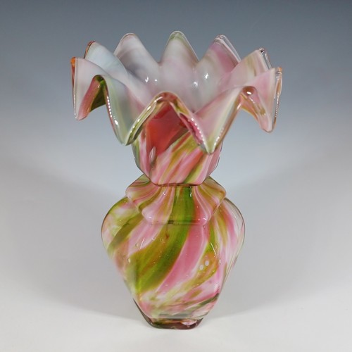 Welz Czech Pink & Green Aventurine Spatter Glass Vase - Picture 3 of 8