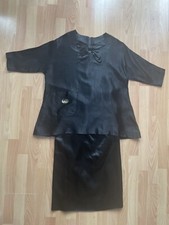 1950s vintage black satin maternity skirt and top suit 