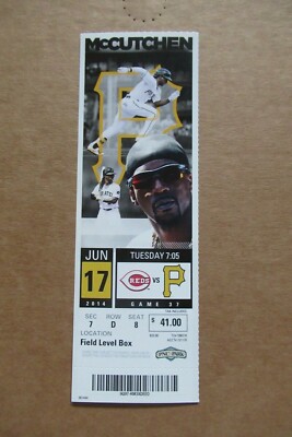 PITTSBURGH PIRATES VS CINCINNATI REDS 6/17/2014 FULL TICKET ~ TODD FRAZIER HR