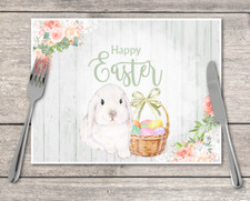 Easter Bunny Disposable Paper Table Place Mats 'Happy Easter'