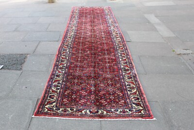 Vintage Traditionell Handgefertigt Orientalisch Rot Wolle Lang Flur Läufer 500x104cm