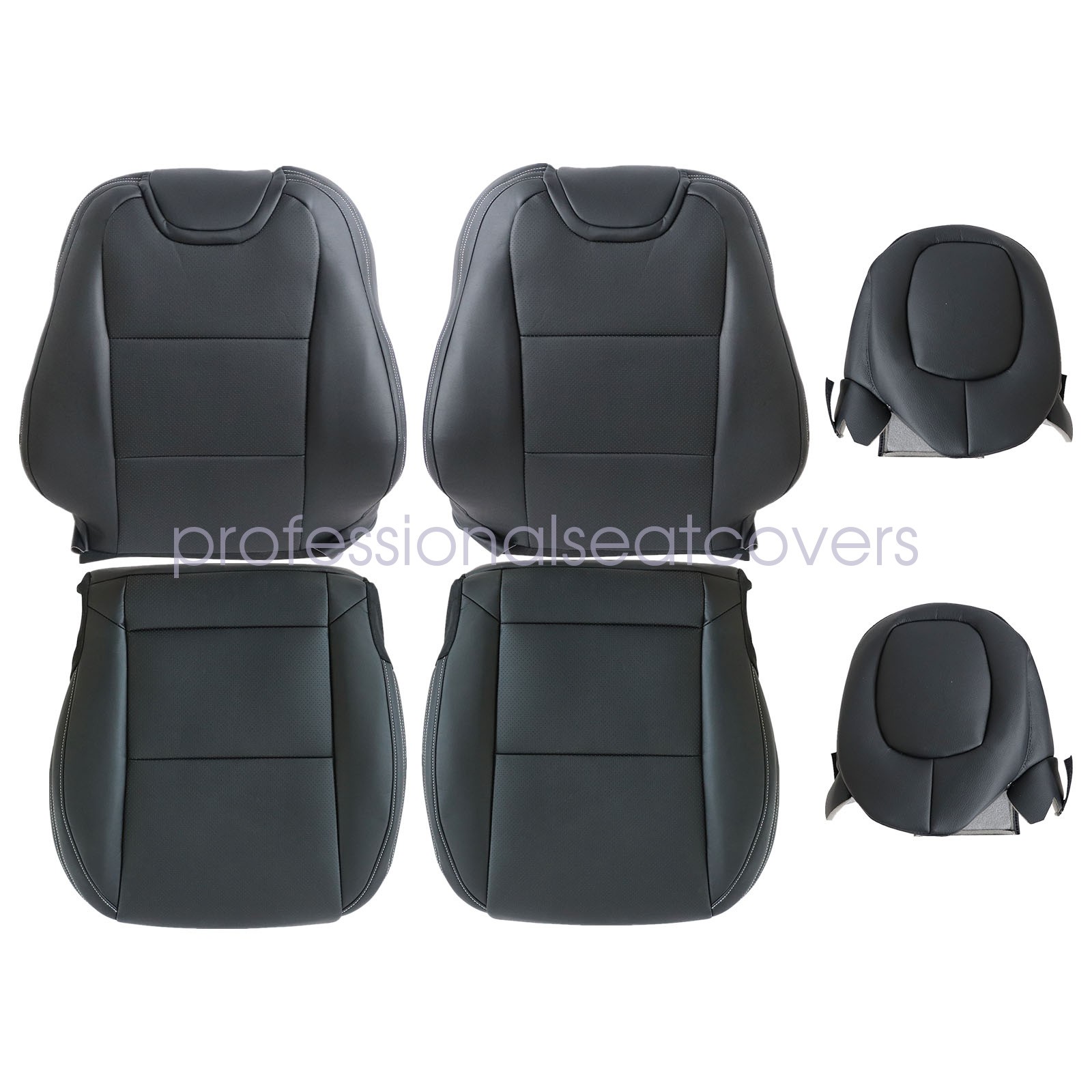 For 2010-15 Chevy Camaro Driver & Passenger Replacement Leather Seat Cover Black